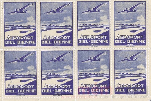 Werbevignette für den Flugplatz Biel, 1928