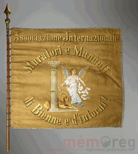 Fahne der italienischen Maurer und Handlanger, um 1896