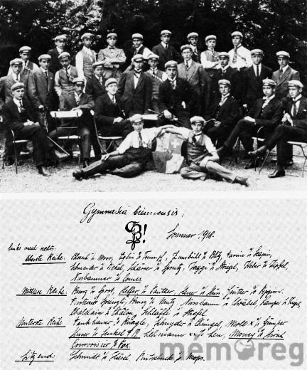 Gruppenbild der «Gymnasia Biennensis», Sommer 1918