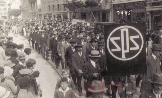 Die Sozialdemokratische Partei an der Kundgebung zum 1. Mai in Biel, 1930