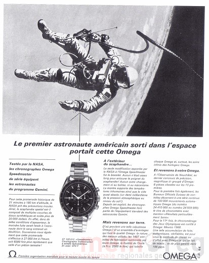 Erstes Inserat der Omega, welches einen Astronauten zeigte, 1966