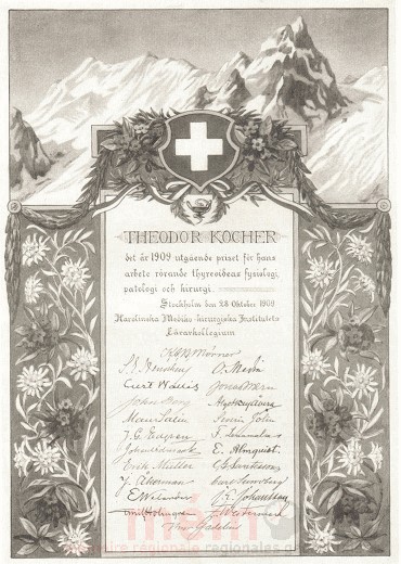 Le prix Nobel de médecine pour Theodor Kocher, le 28 octobre 1909